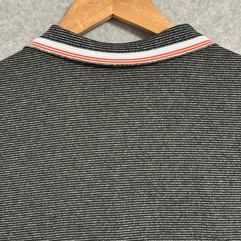 Nike Mens Dri-FIT Micro Stripe Golf Polo Shirt Black White Red 445591-324 Size M